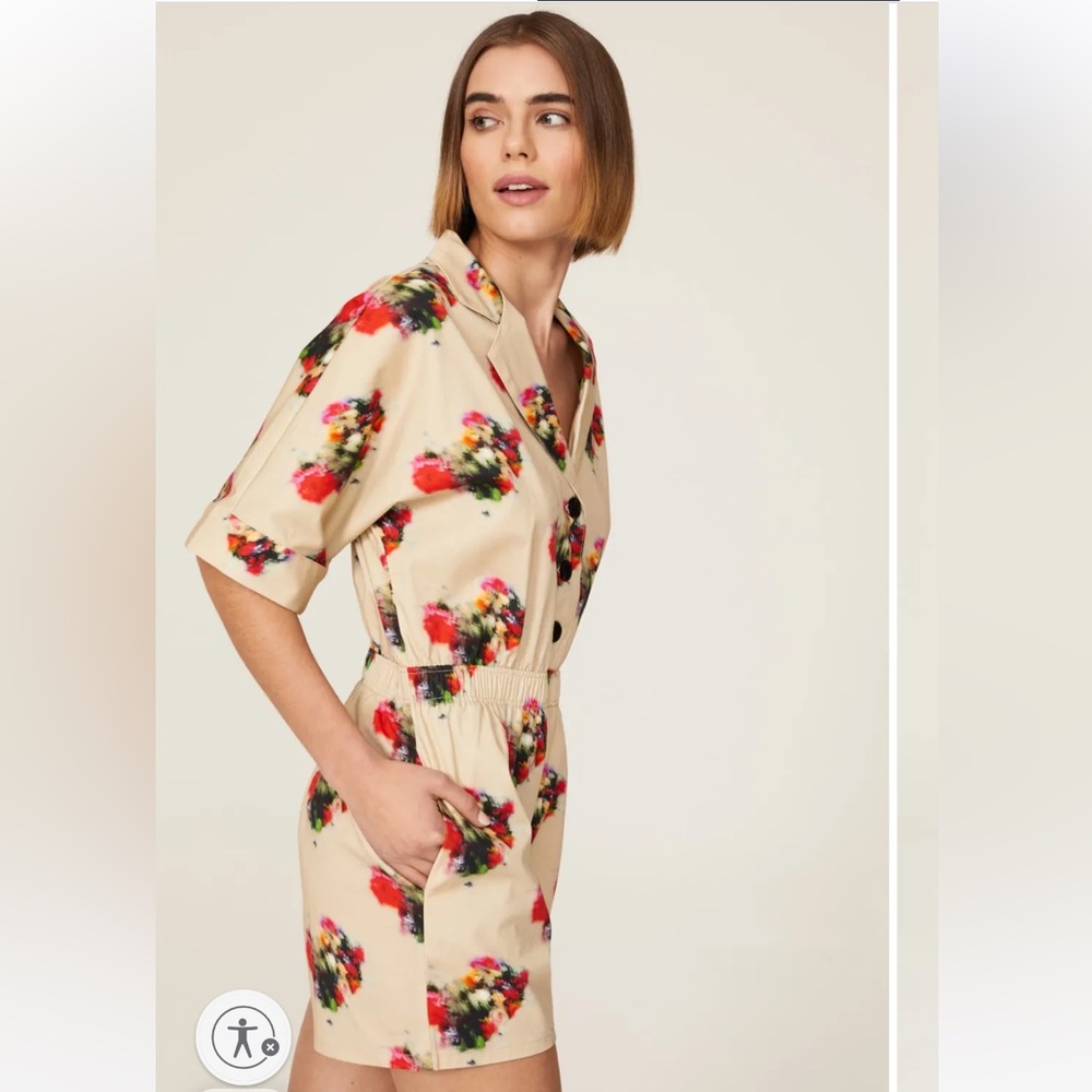 Adam Lippes Floral Print Short Sleeve Romper - EUC - Picture 3 of 7